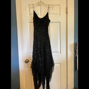 Sequined Black Party dress Size 14 With Faux Velvet Bolero Coat